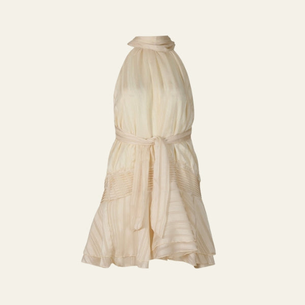 The Loren Apricot Draped Mini Dress