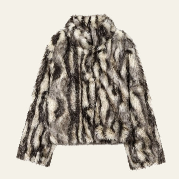 The Milan Striped Faux-Fur Coat