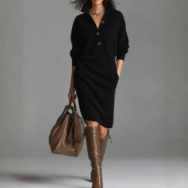 The Zurich Button-Front Ribbed Dress