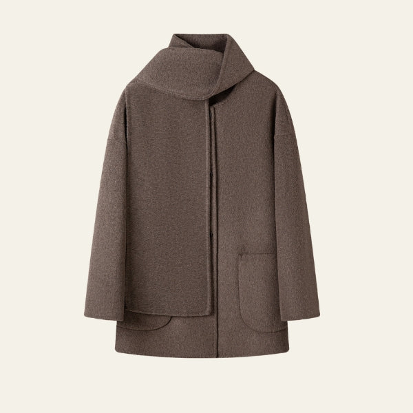 The Verona Cashmere Asymmetric-Collar Short Coat