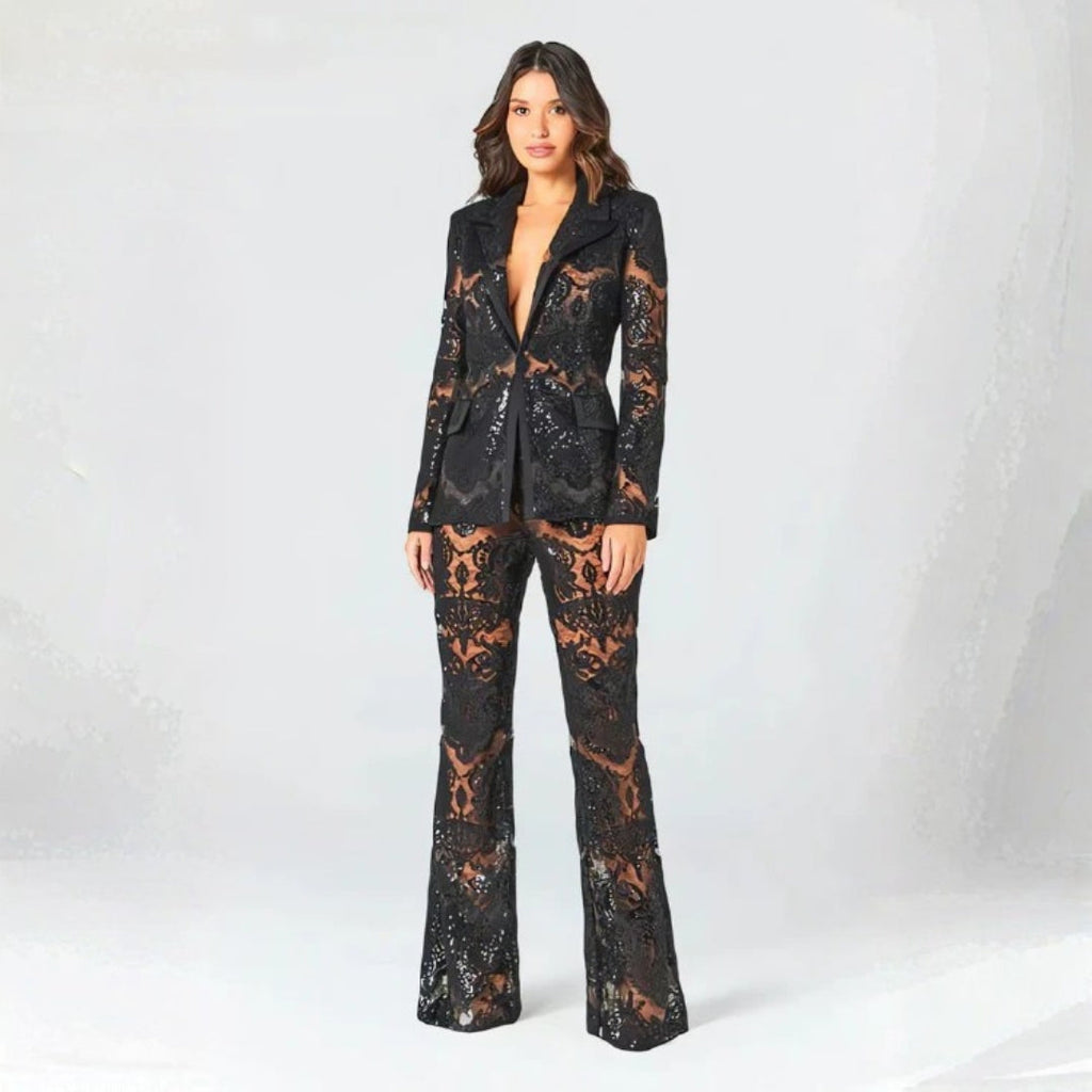 The Valencia Lace-Tailored Two-Piece Set