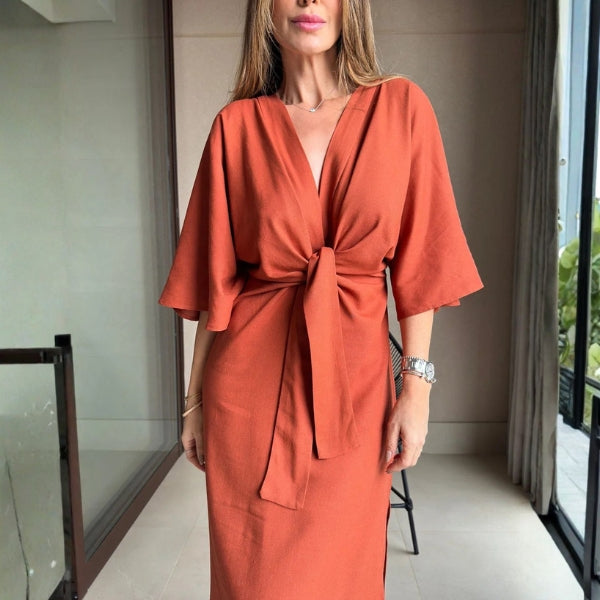 The Amalfi Tie-Front Midi Dress