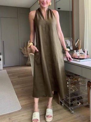 A-förmiges Midikleid mit V-Ausschnitt