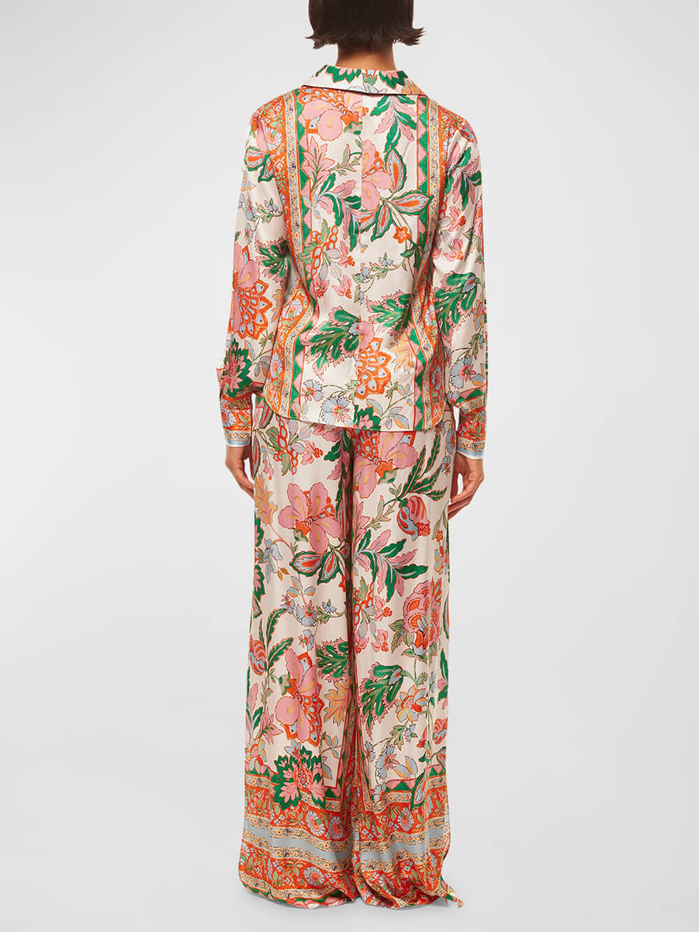 Einzigartige Hose mit weitem Bein und Blumenmuster, geschlitzten Bündchen