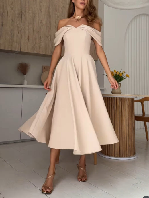 Elegant Off-the-shoulder Draped Maxi Dress