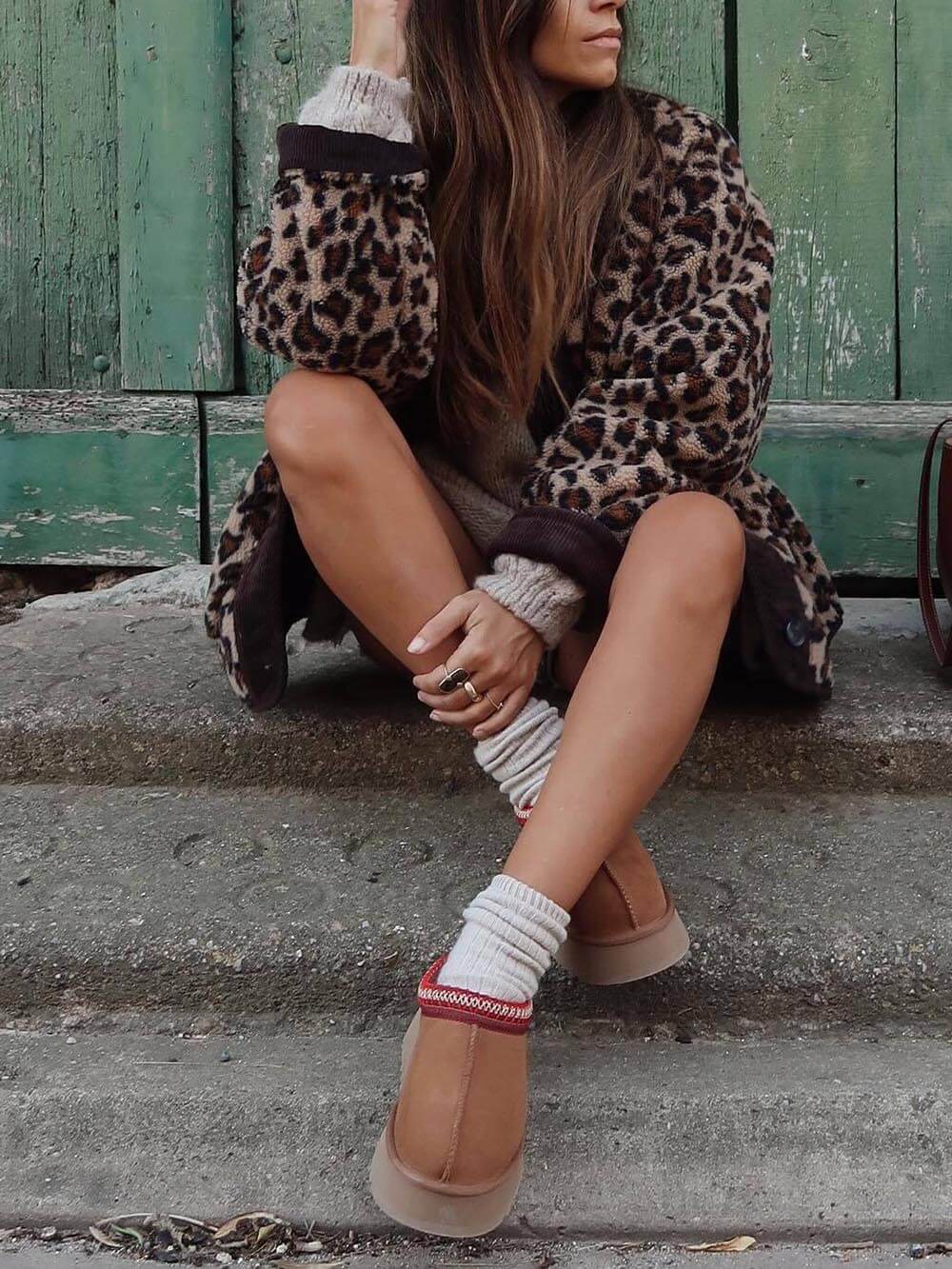 Lässige, lockere Langarmjacke mit Leopardenmuster