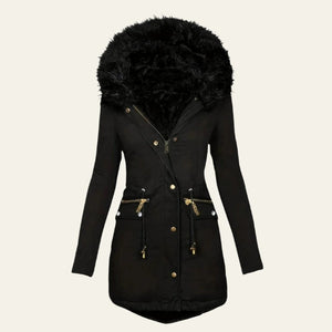 The Cindy Faux-Fur Hooded Parka Jacket Black