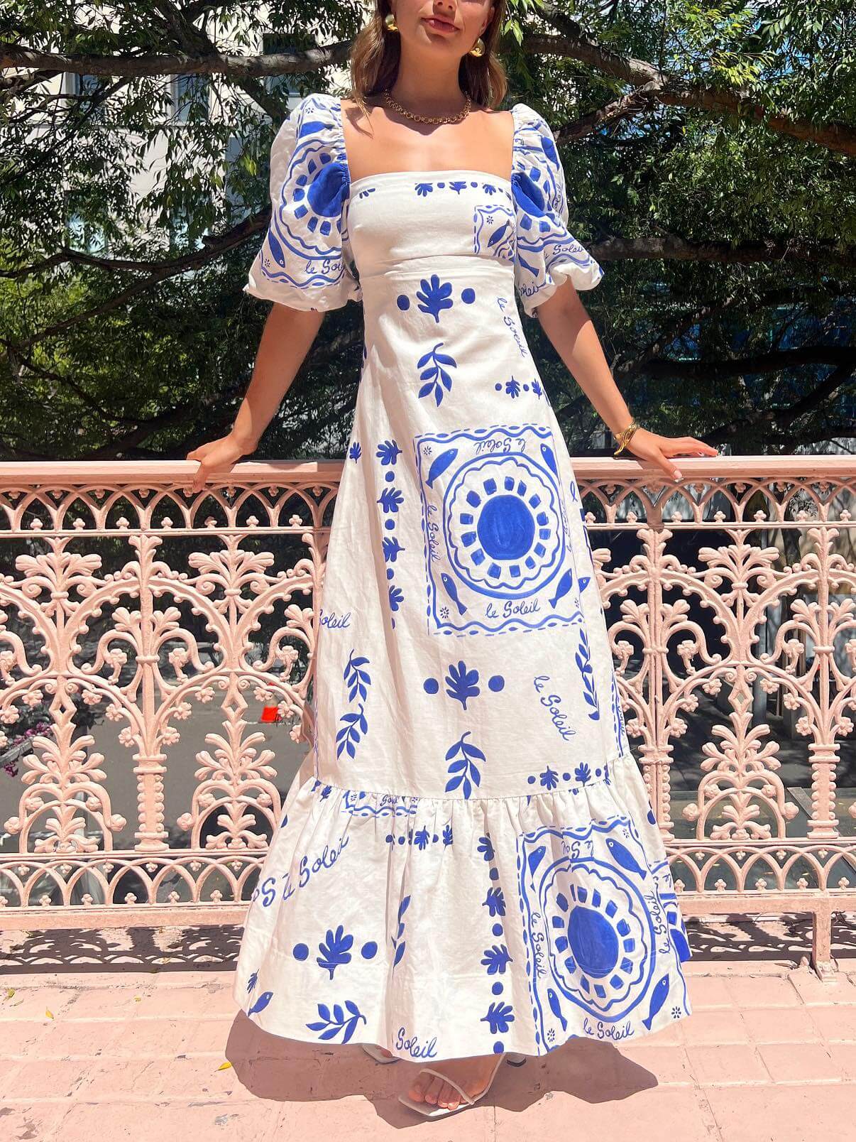 Vacation Midikleid mit Puffärmeln