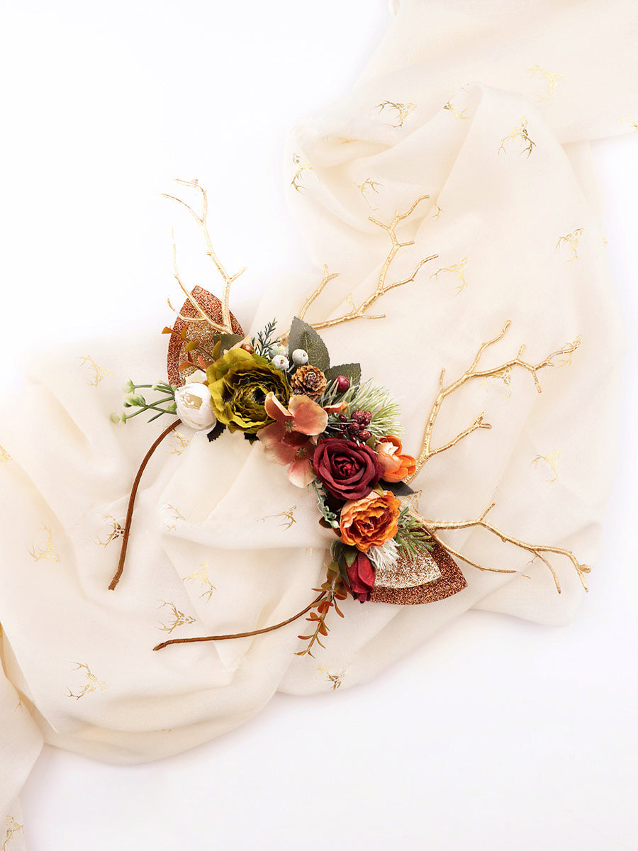 Serre-tête de Noël renne en terre cuite Sunset