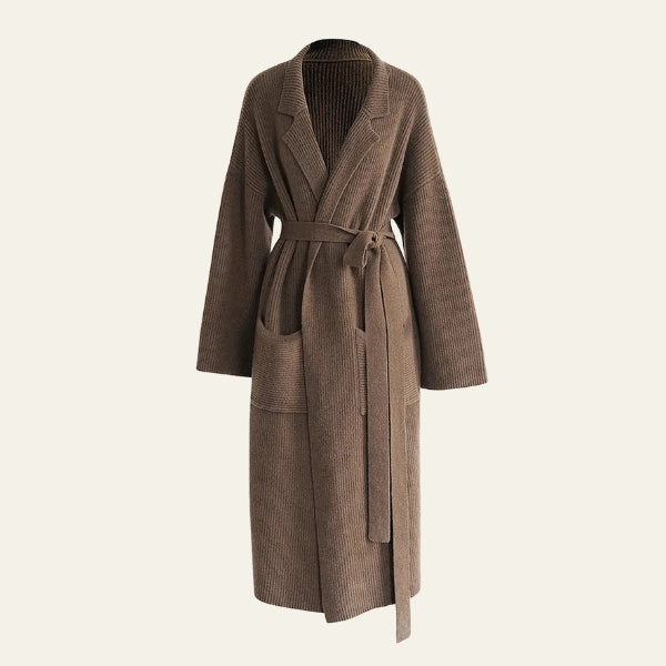 The Portofino Belted Ribbed Knit Coat