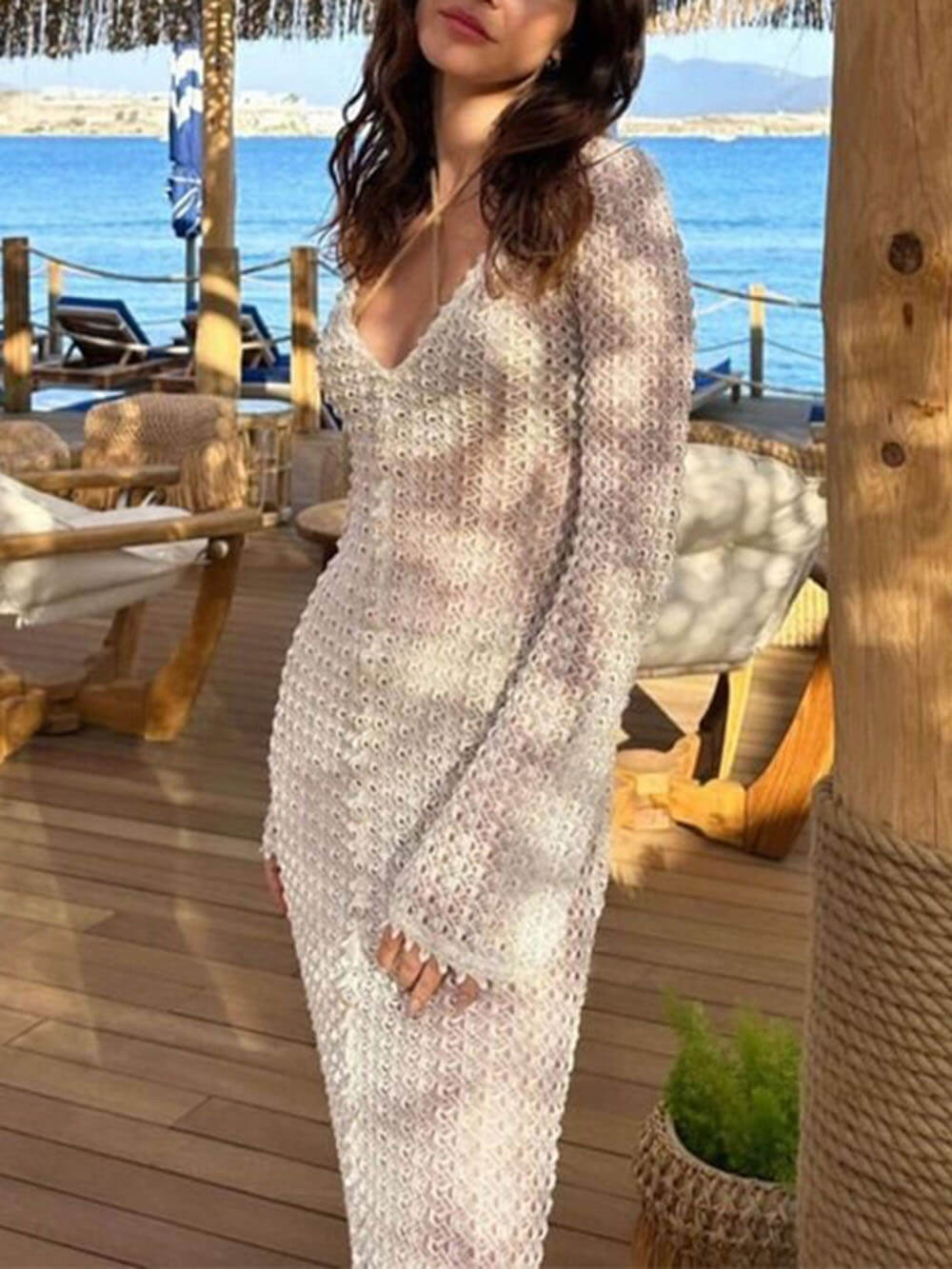 V-Ausschnitt Strand Sonnenschutz Badeanzug Cover-Up