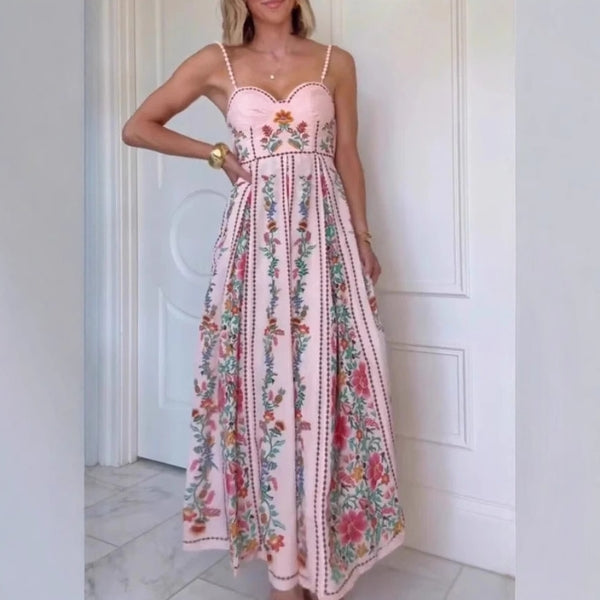 The Capri Embroidered Bustier Maxi Dress