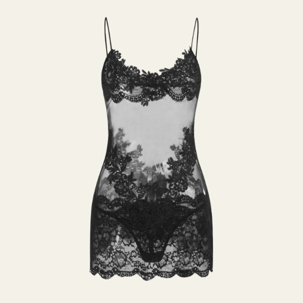 The Verona Sheer Lace Thong Set