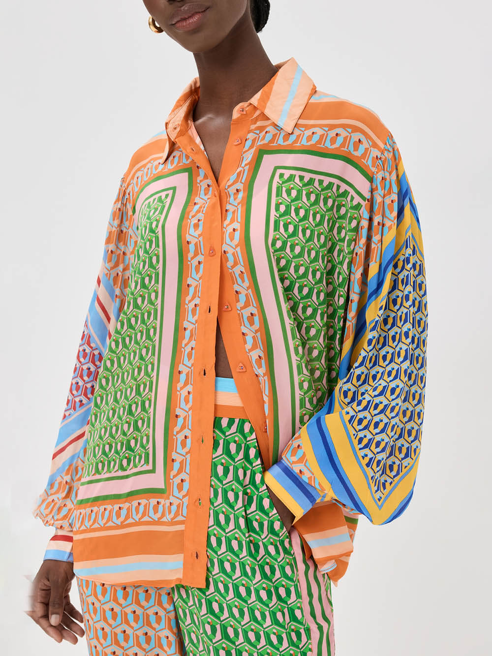 Pantalon bloomer ample à taille élastique et poches, imprimé unique et coloré