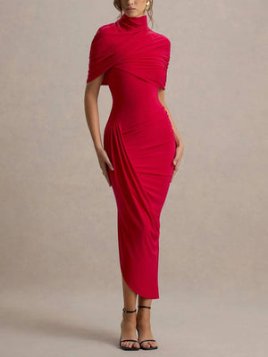 Robe mi-longue ajustée à ourlet irrégulier