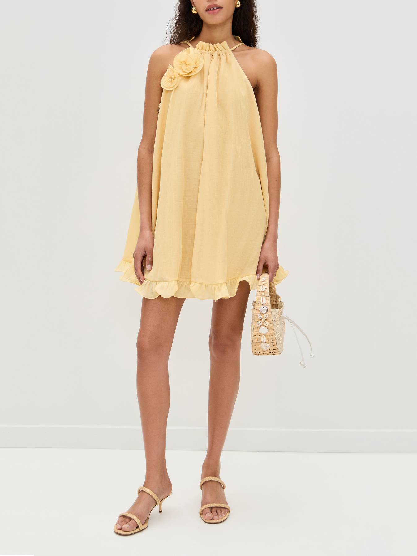 Dreidimensionales Blumenkleid im Urlaubsstil