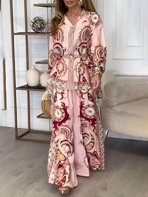 Chemise ample boutonnée à imprimé satin unique, moderne et sophistiquée