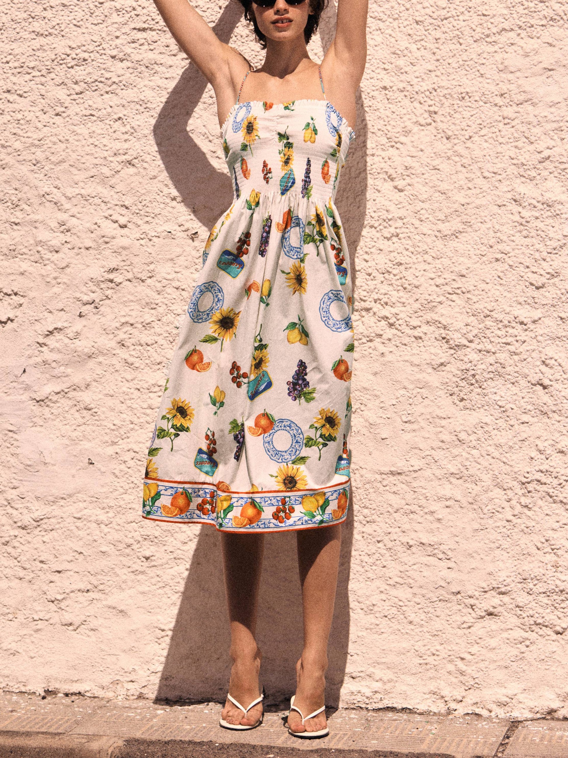 Robe midi à bretelles imprimée