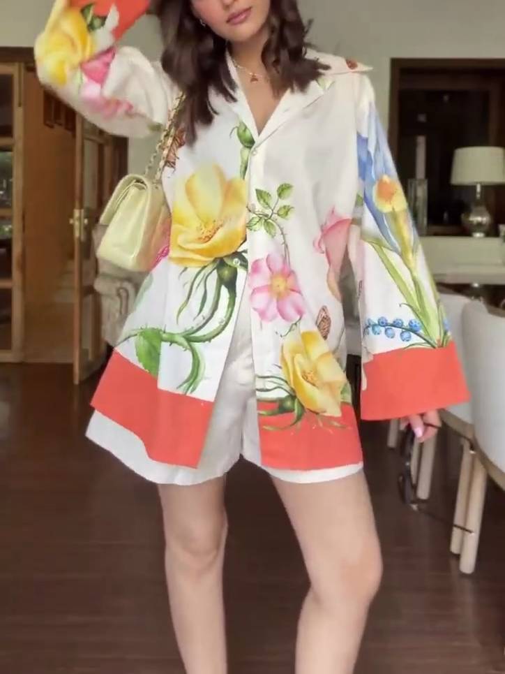 Ensemble chemise et short à imprimé unique