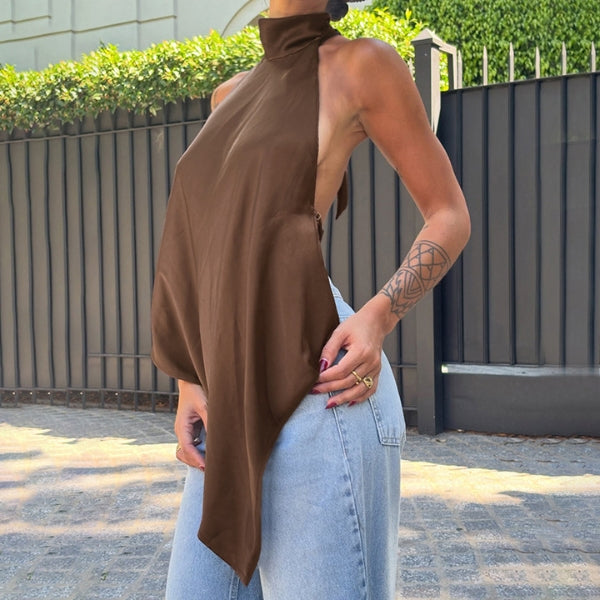 The Santorini Asymmetric Halter Top