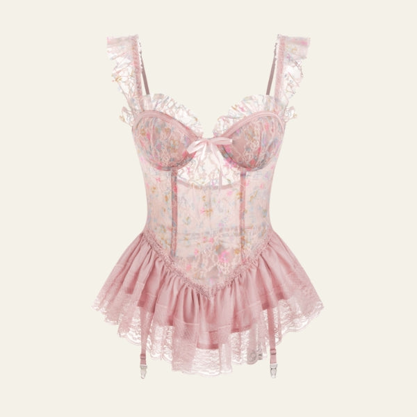 The Provence Floral Lace Thong Set