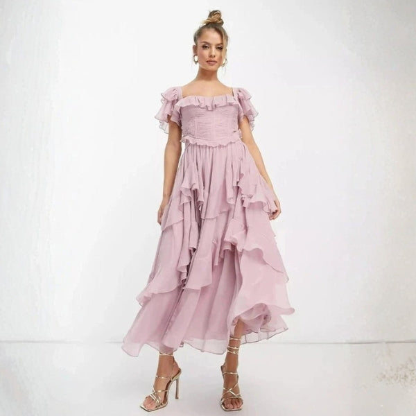 The Freyna Ruffle-Tiered Midi Set