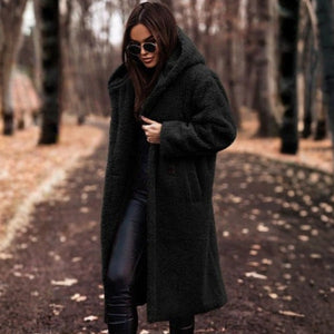 The Aspen Hooded Plush-Teddy Coat Black