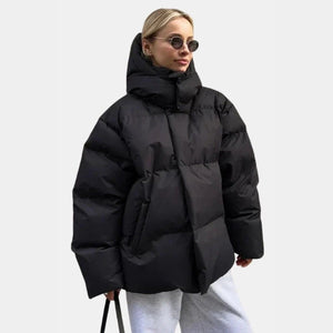 The April Oversized Hooded Puffer Coat Black