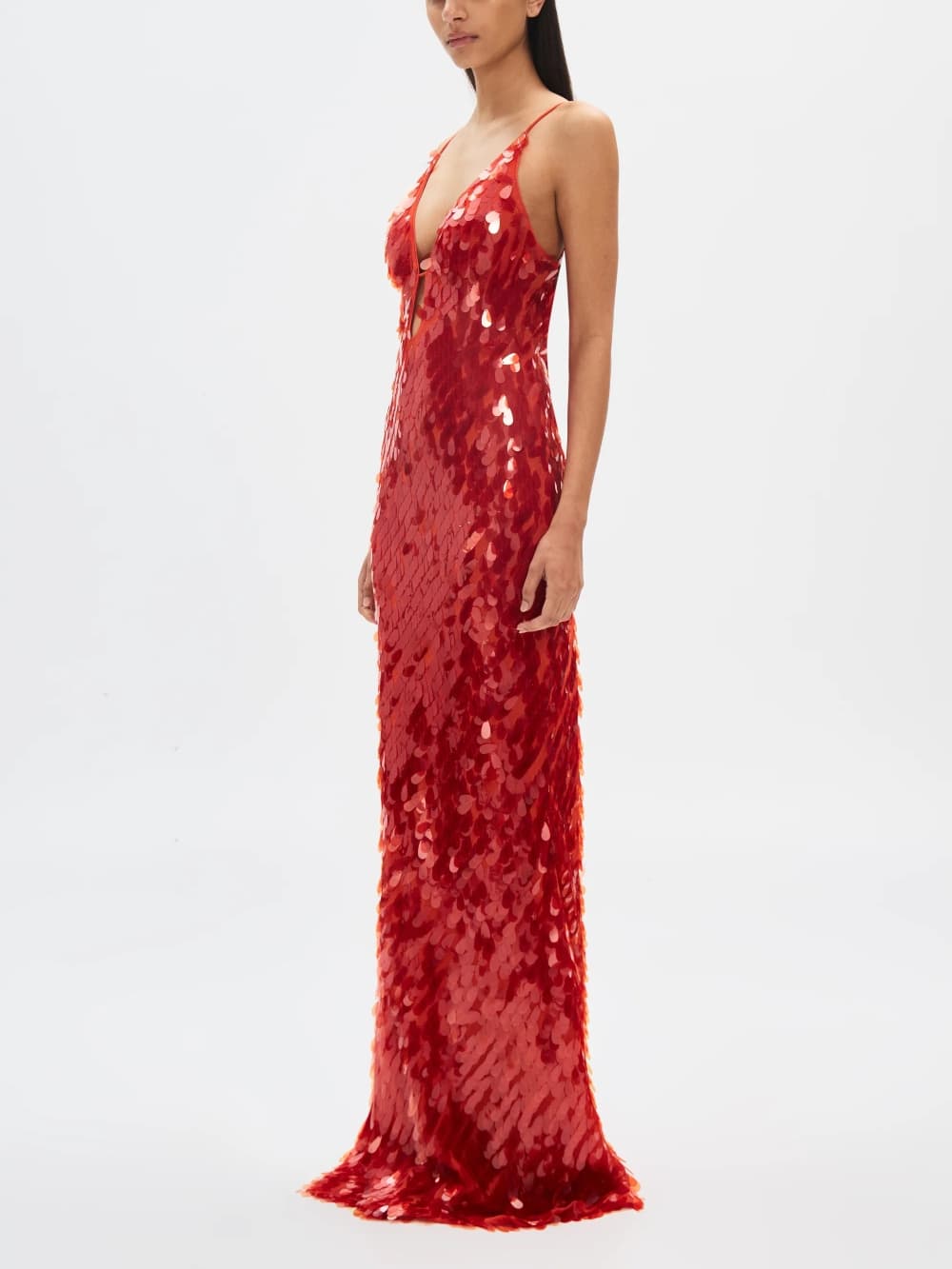 Das Red Sapphire Pailletten-Maxikleid