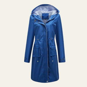 The Marseille Hooded Trench Coat Blue