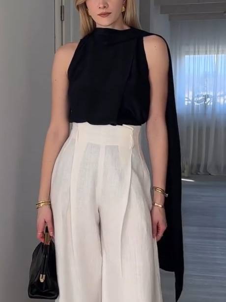 Chemise sans manches à motif ruban élégant