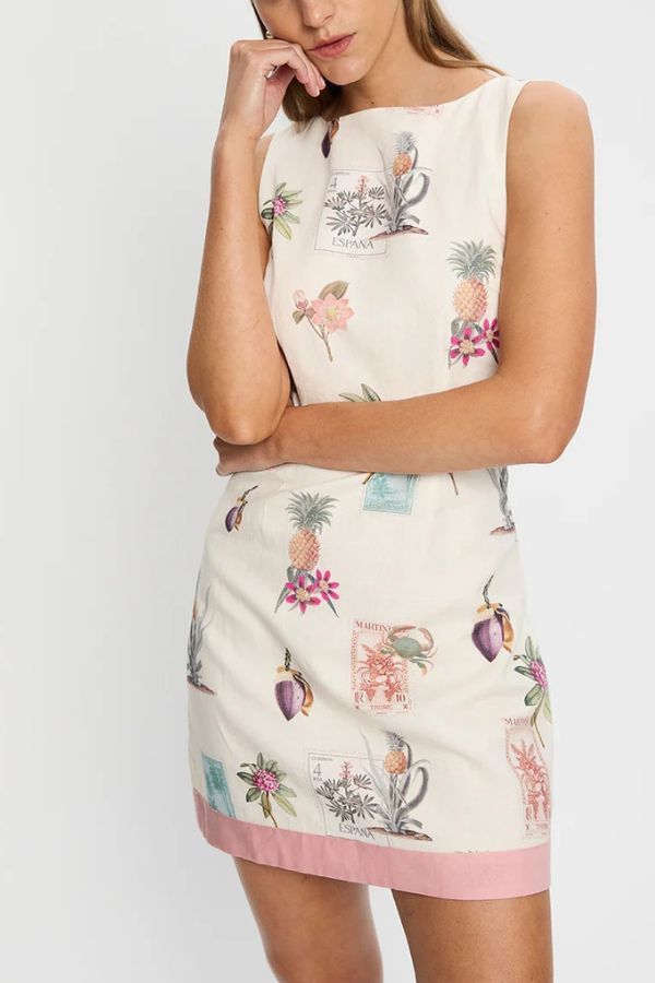 Ärmelloses Leinen-Minikleid mit Weste