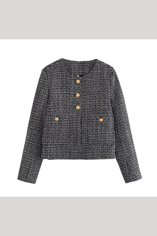 Solid Color Textured Casual Style Top Jacket Grey