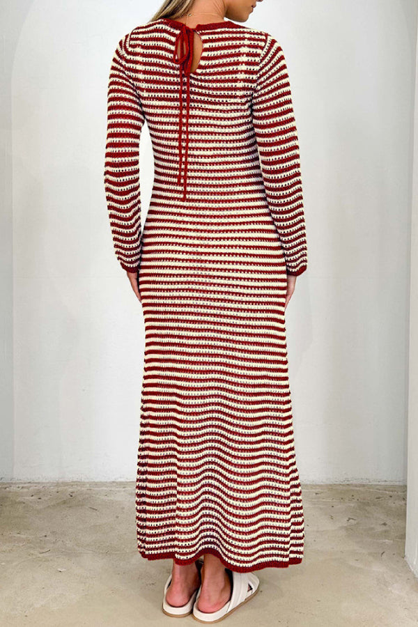 Long Striped Sweater Dress For Women