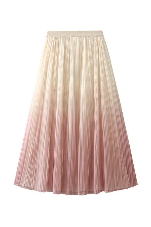 Elegant gradient pleated long skirt 5 one size