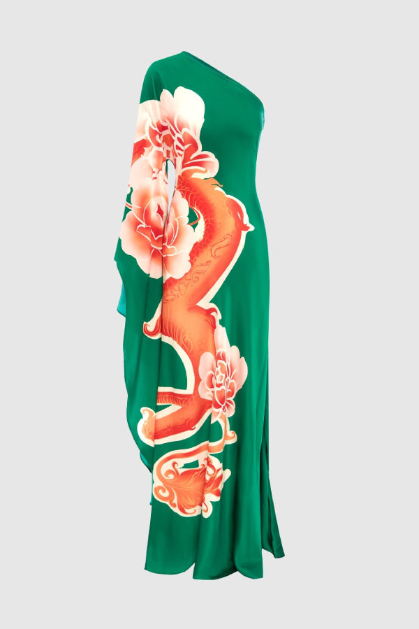 Mei One Shoulder Gown - Imperial Print
