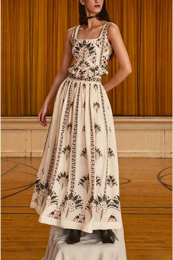 Palmilla Botanical Peplum Linen Matching Set