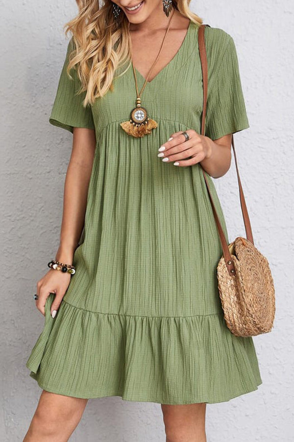 Loose casual tie waist flowy dress Green