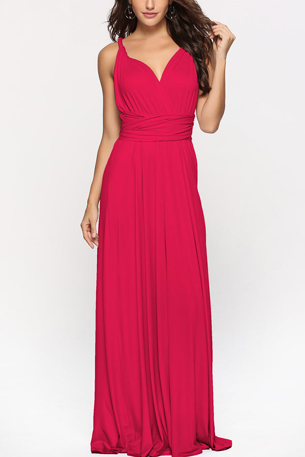 Multi-Way Multi Rope Crossover Backless Sexy Bandage Dress rose L