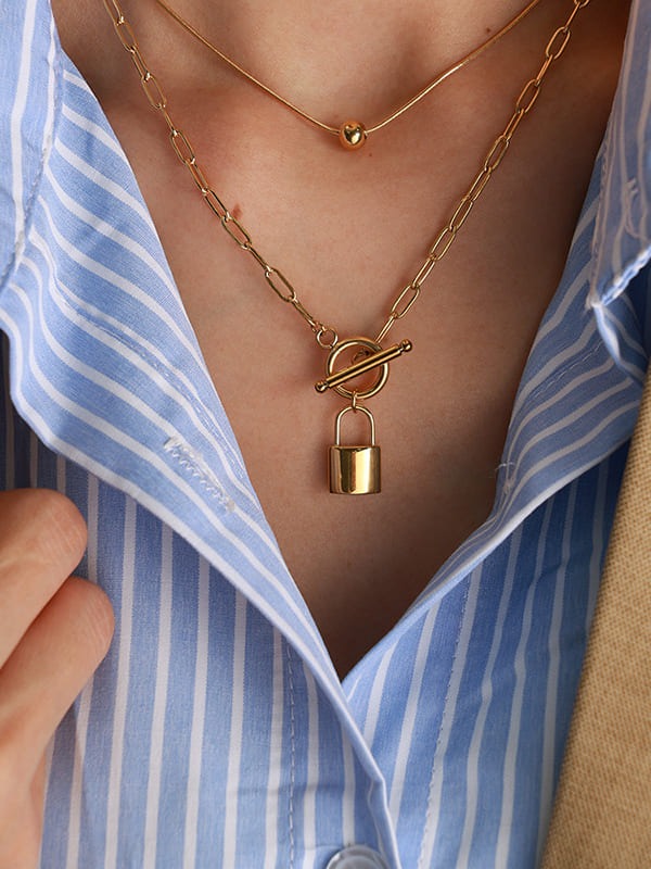 Fob Gold Necklace Gold one size
