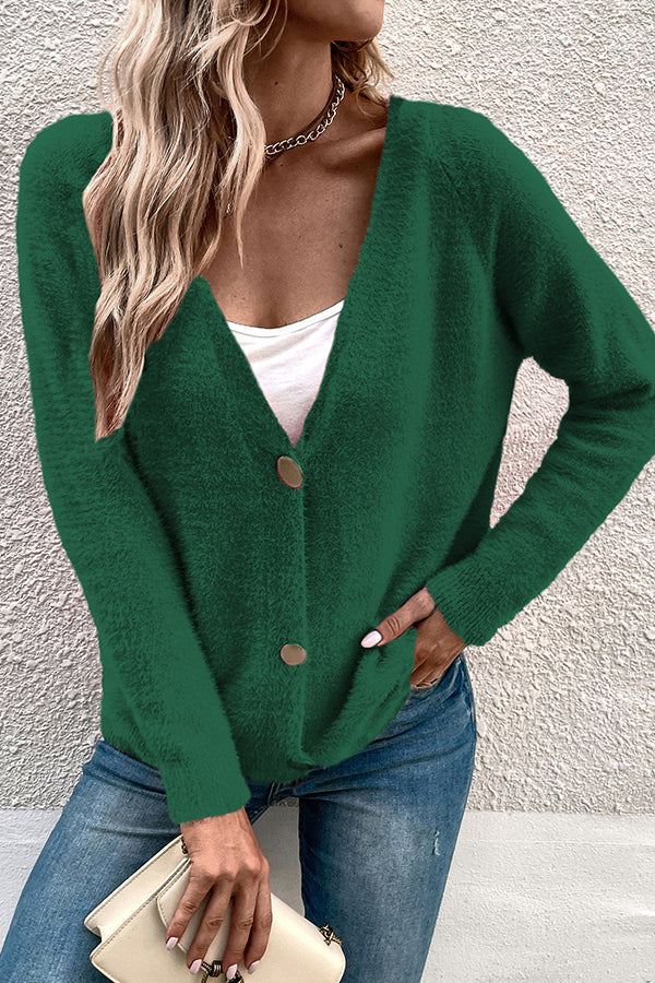 Simple Breasted Cardigan Sweater Jacket Green