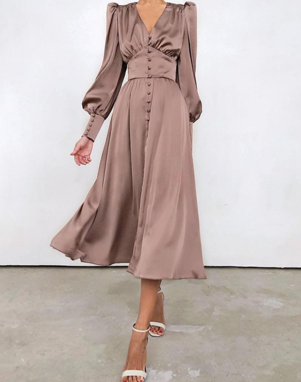 KATRIN LONG ELEGANT DRESS Brown