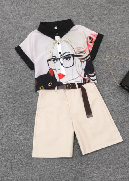 OLIE SET Beige face print