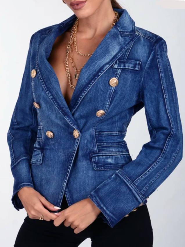 MARGOT DENIM DOUBLE-BREASTED BLAZER MARGOT blue denim
