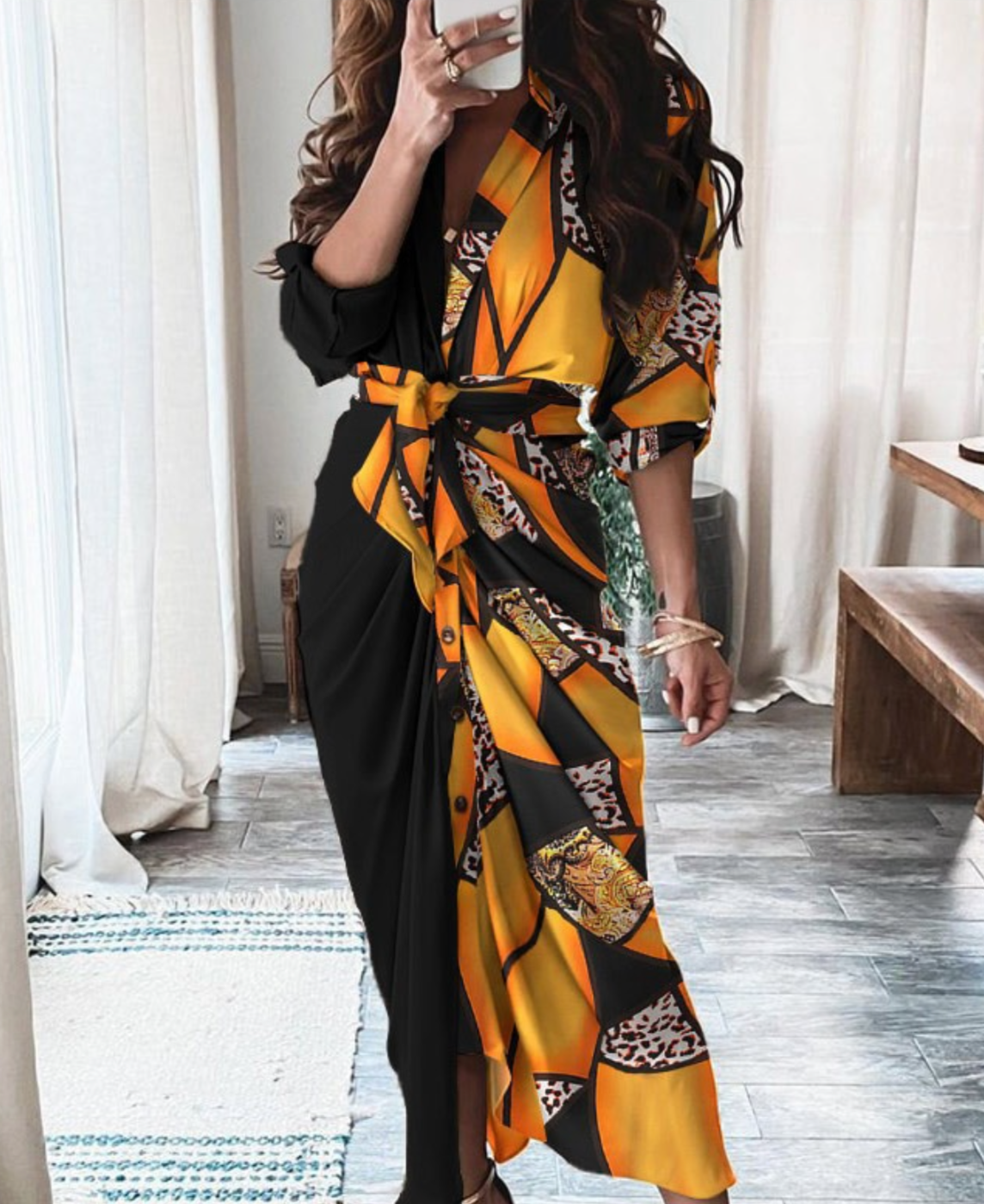 KAMILA BUTTONED DRESS Black