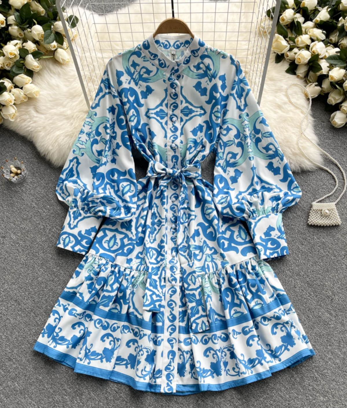 LAURINDA BOHEMIAN DRESS Blue