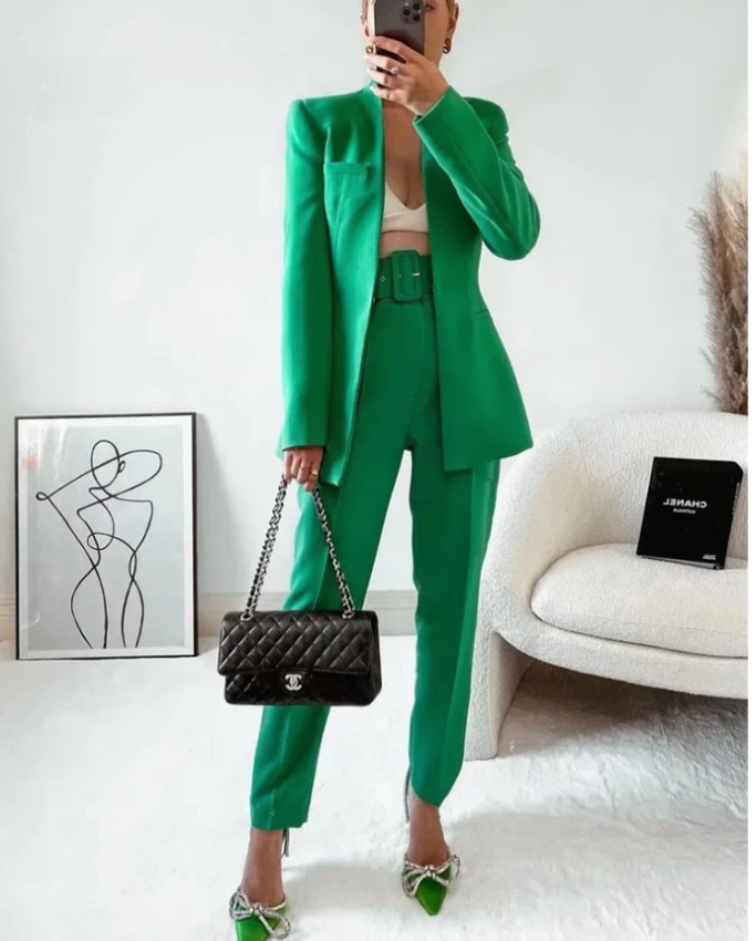 ELLA PANTS & BLAZER Green Pants