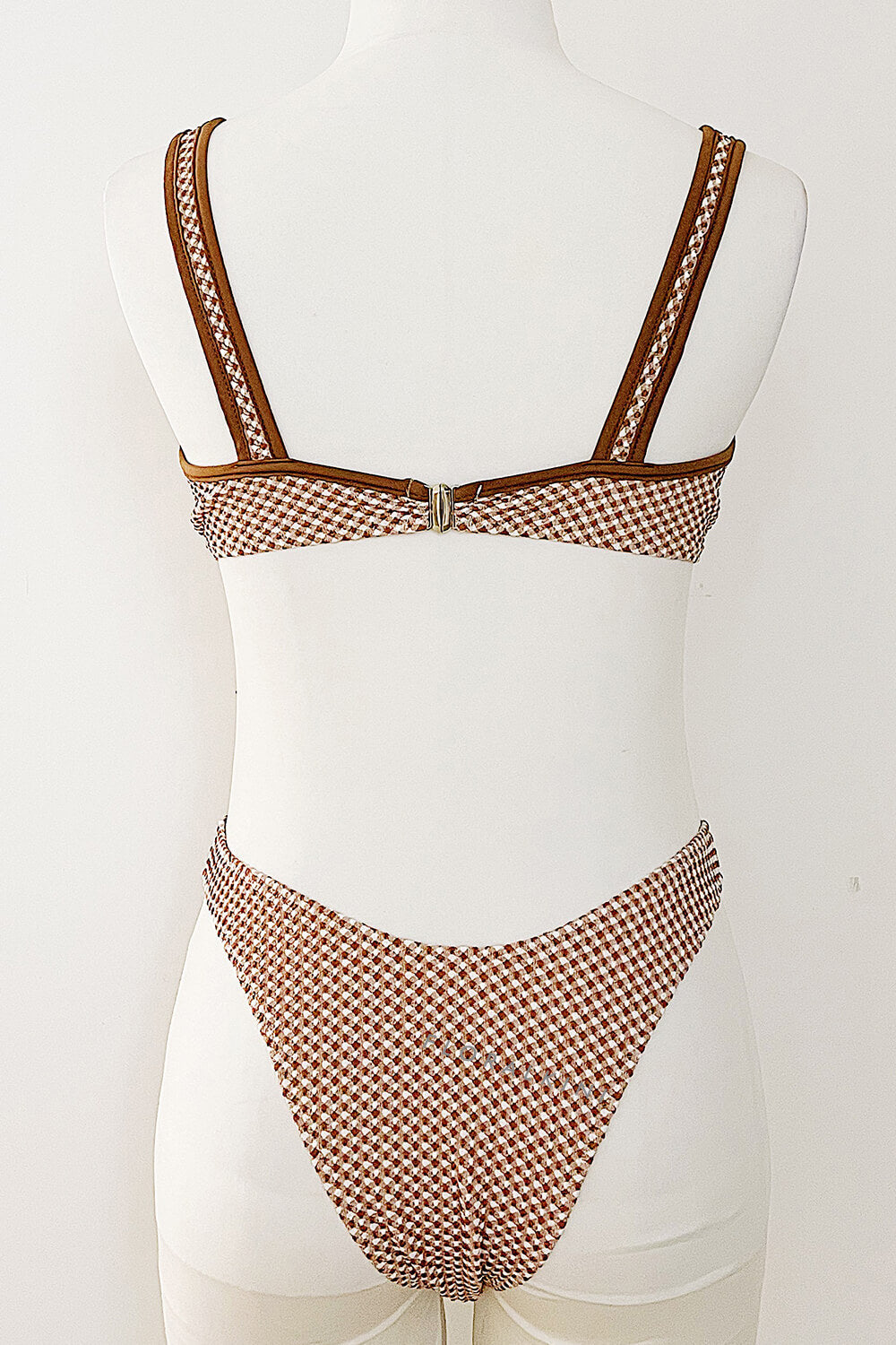 Textured Gingham Underwire Balconette High-Cut Bikini Set