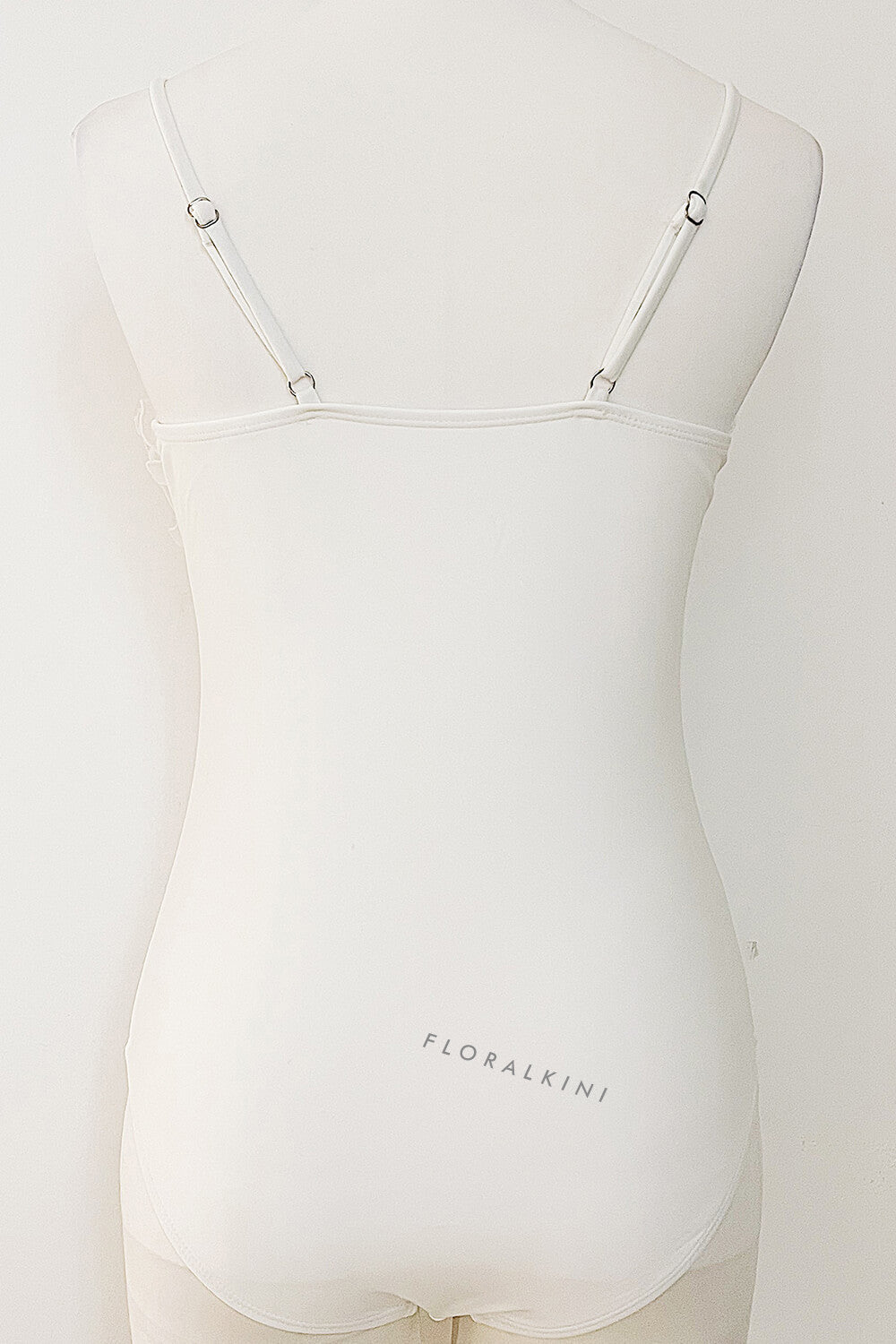 3D Flower Retro Bustier One Piece Swimsuit - Cream