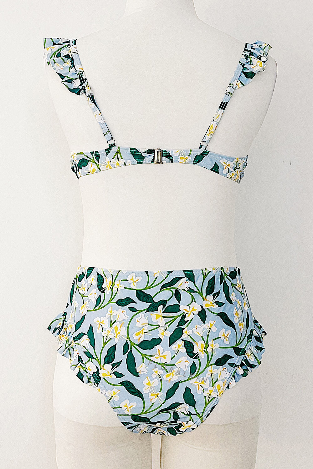 Ruffled Floral-Print Underwire High-Wasit Bikini Set